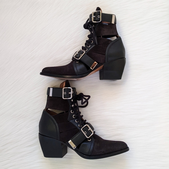Chloe Rylee Black Suede And Leather Boots | 37.5 - Picture 2 of 16